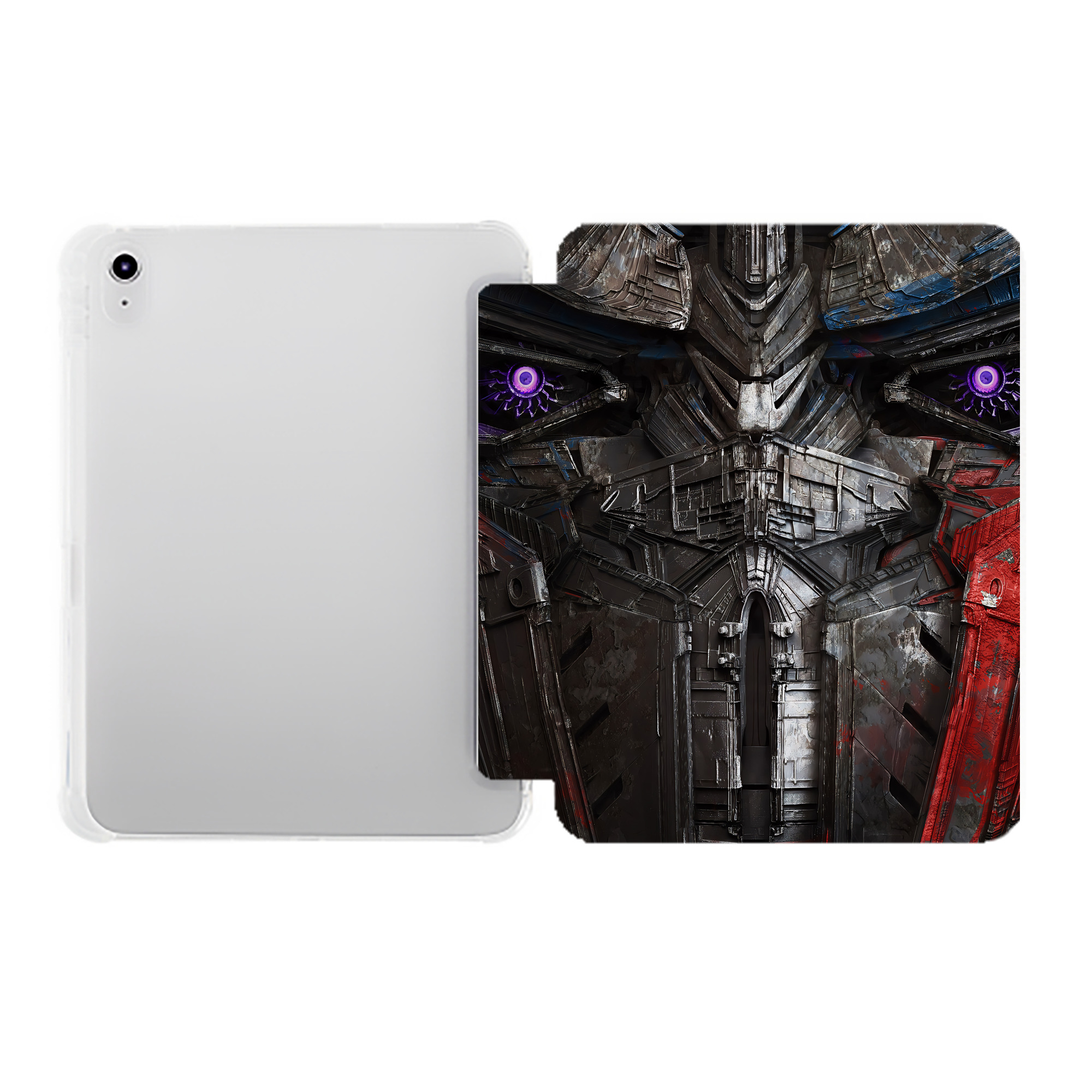 （画像用） Transformers トランスフォーマー IPad ケース ペン収納付き 三つ折りスタンド PUレザー×シリコン 対応機種9.5/10.5/10.9インチ